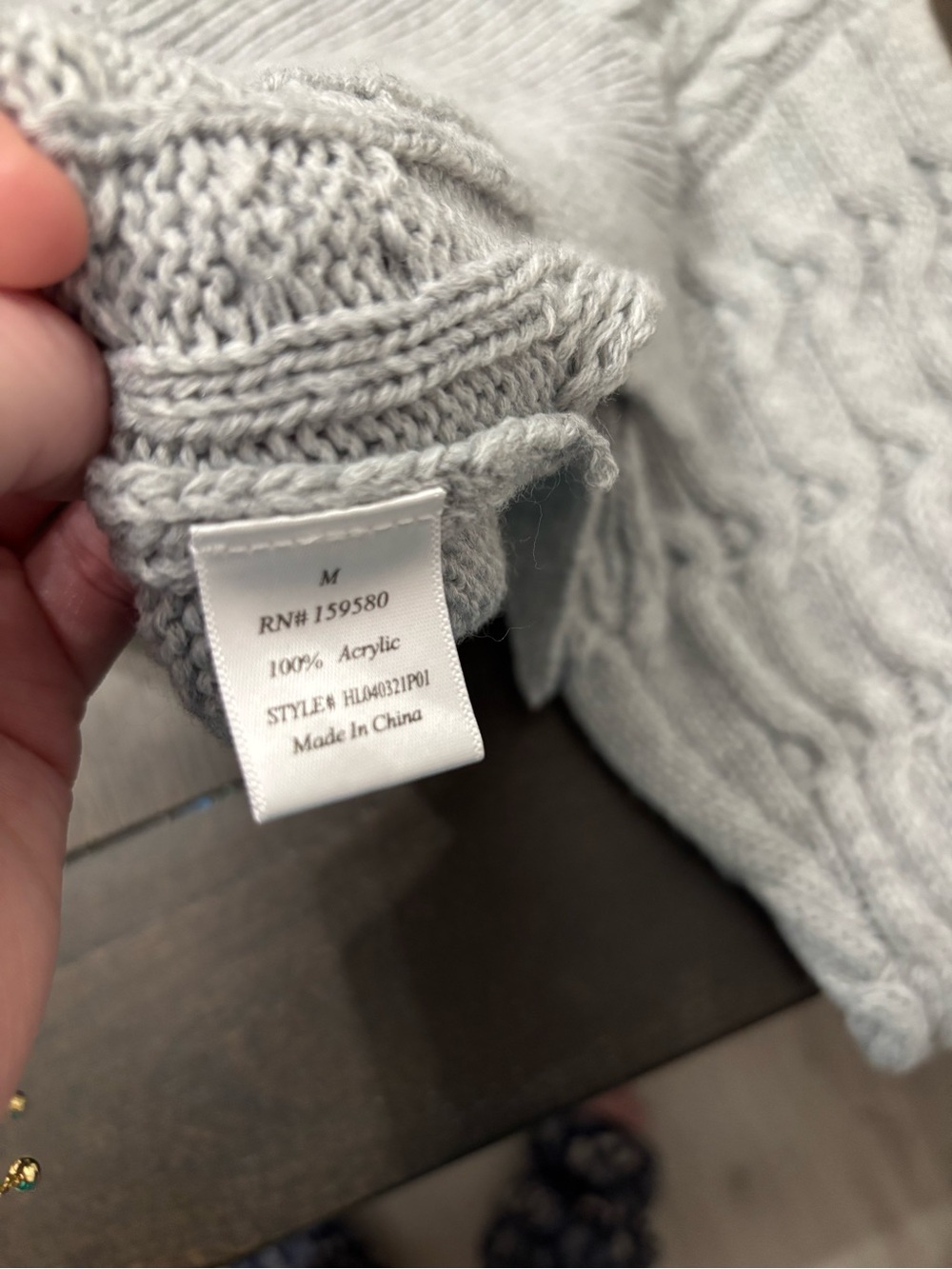 Medium Pink Lily Gray Knit Sweater - Picture 4 of 5